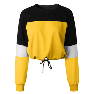 T/C Damenmode Block Crop Top Sweatshirt